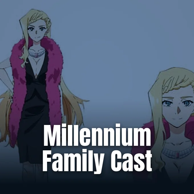 Promotional key visual for the Millennium Family anime adaptation featuring the immortal Benfield siblings.