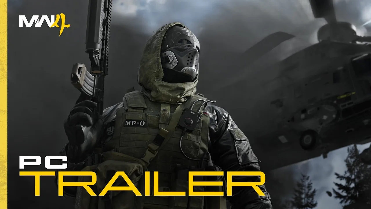 Call of Duty Modern Warfare 4 official PC trailer frame highlighting ultrawide display compatibility.