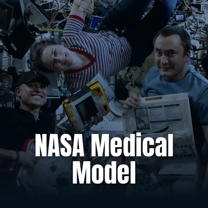 NASA photograph from the ISS showing astronaut operations evaluated by the NASA integrated medical model.