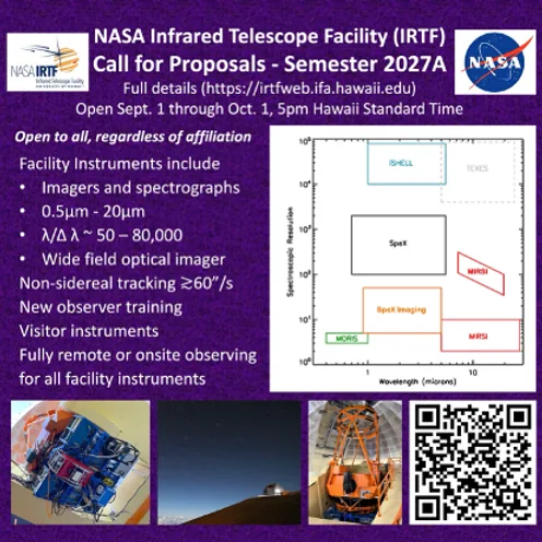 Canadian Astronomical Society bulletin banner alerting astronomers to NASA IRTF proposals.