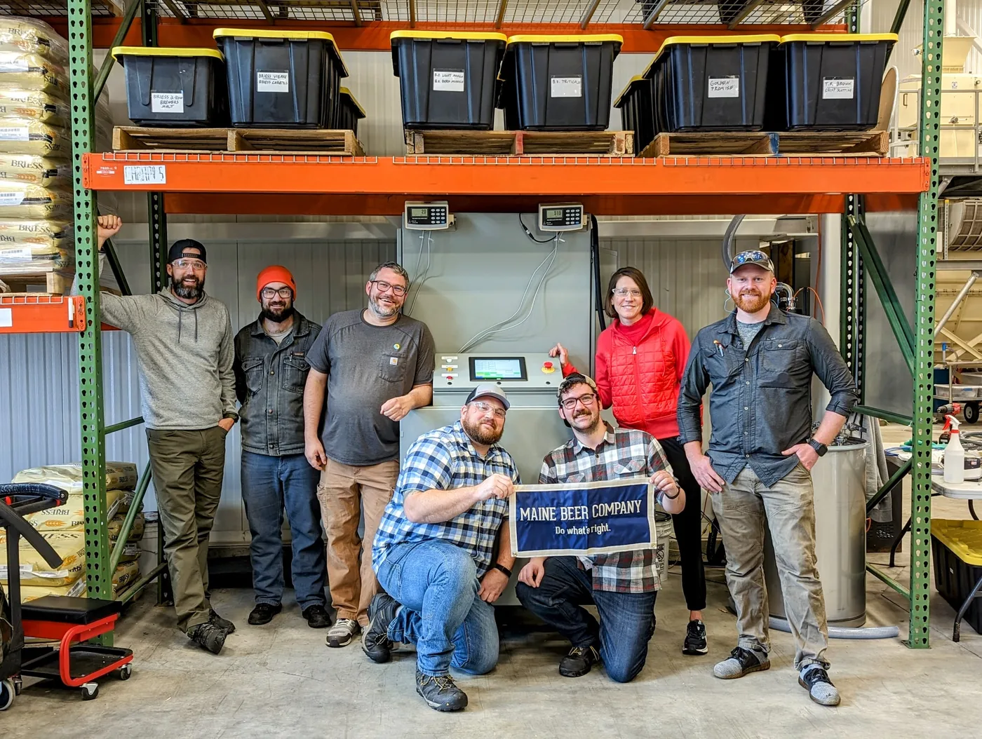 Maine Beer Company sustainability team with a carbon capture unit rooted in NASA Mars machines designs.