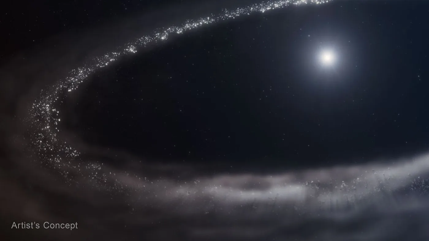 Illustration of star HD 181327 and circumstellar debris disk