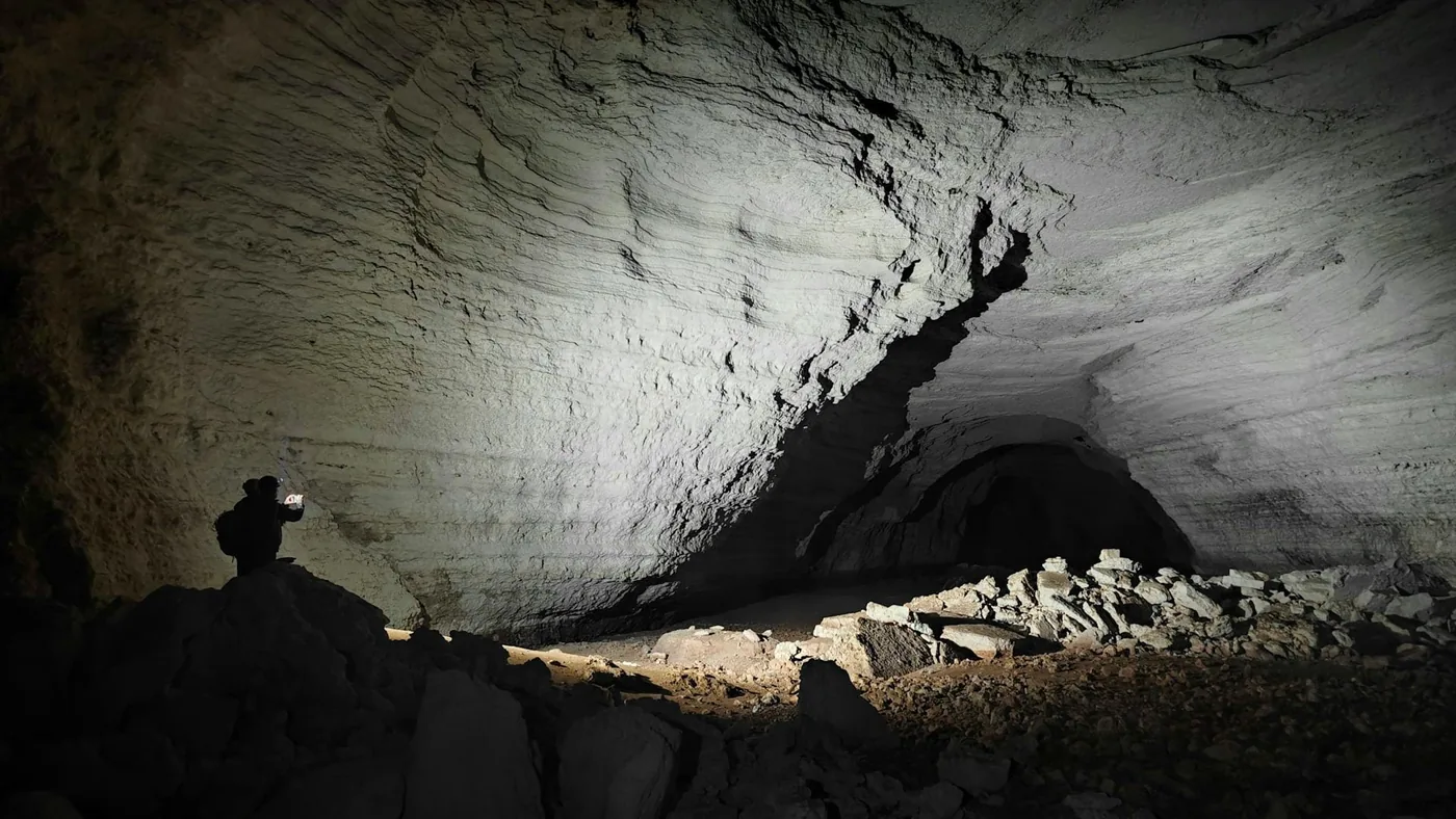 Subterranean chamber inside Abrakurrie Cave illustrating Nullarbor caves collapse processes