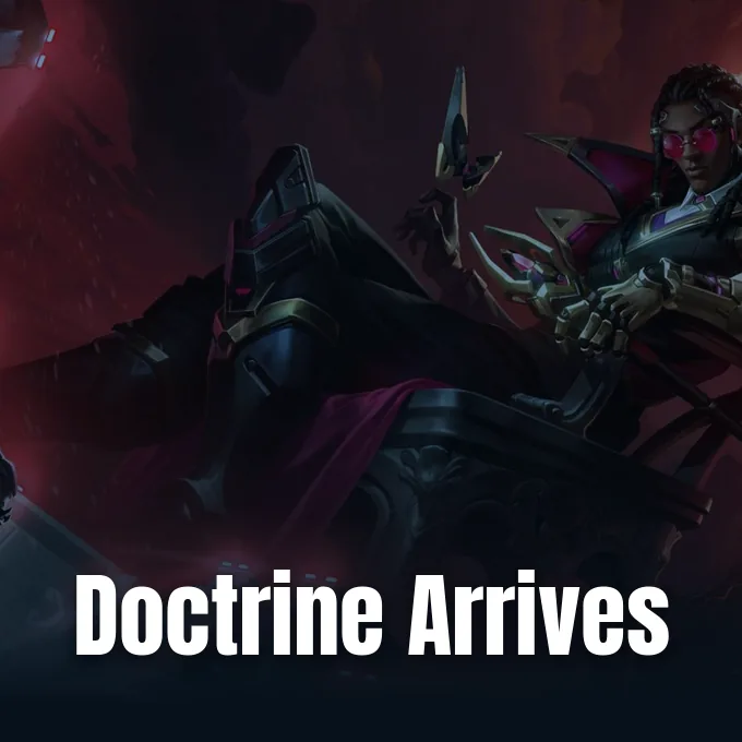 PC Gamer promotional artwork announcing the Overwatch new hero Doctrine.