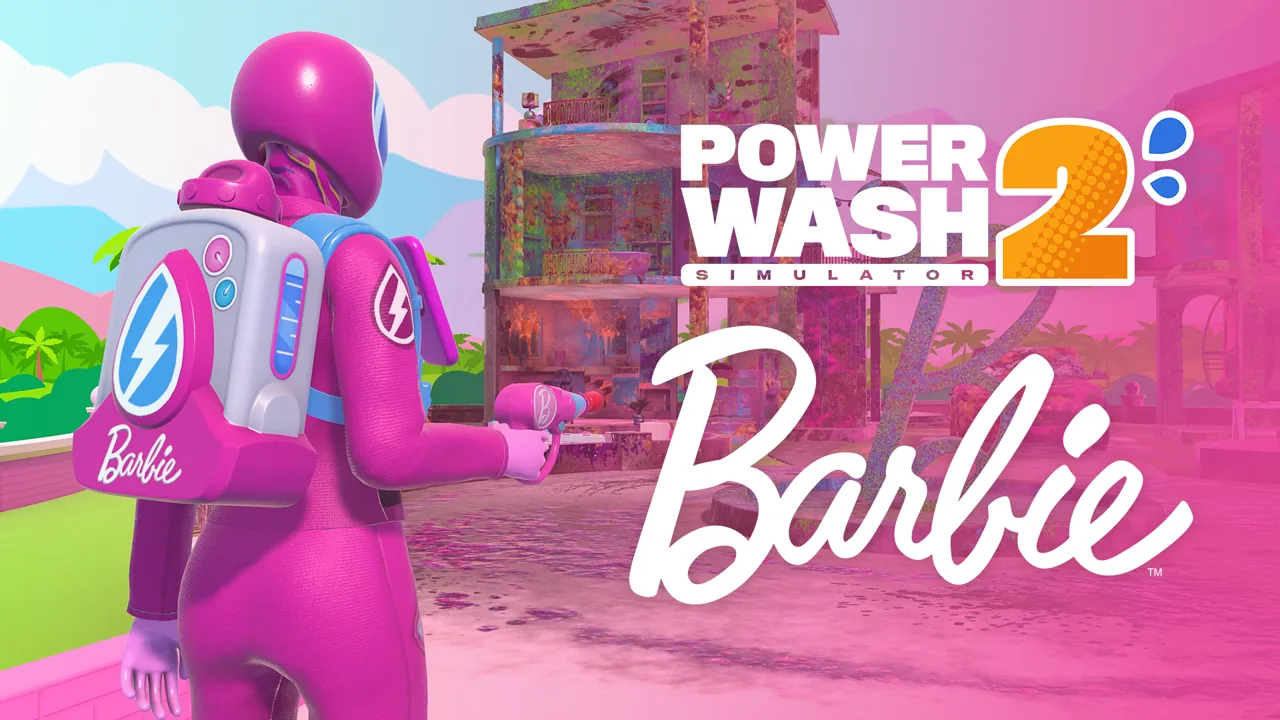 Promotional artwork for the PowerWash Simulator 2 DLC featuring Barbie playsets.