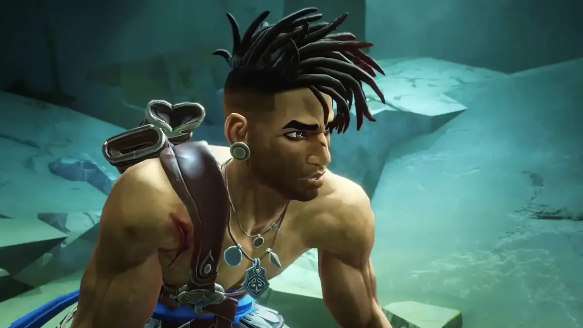 Protagonist Sargon in Prince of Persia: The Lost Crown platforming action.
