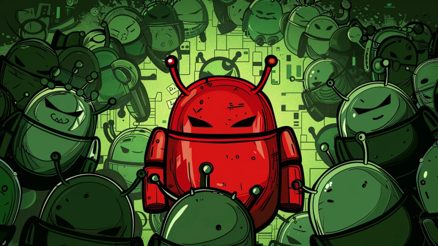 Android operating system security logo representing device protection against trojans.