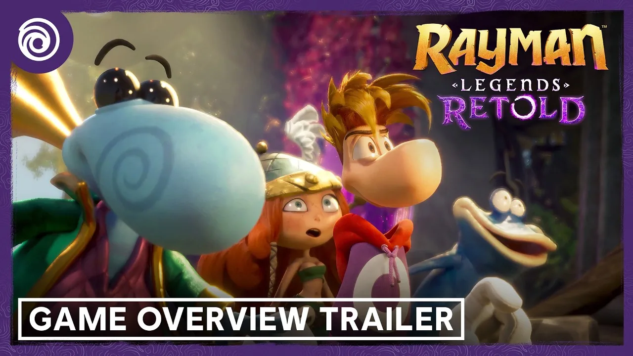Promotional still from the Rayman Legends Retold overview trailer showcasing characters and world environments.