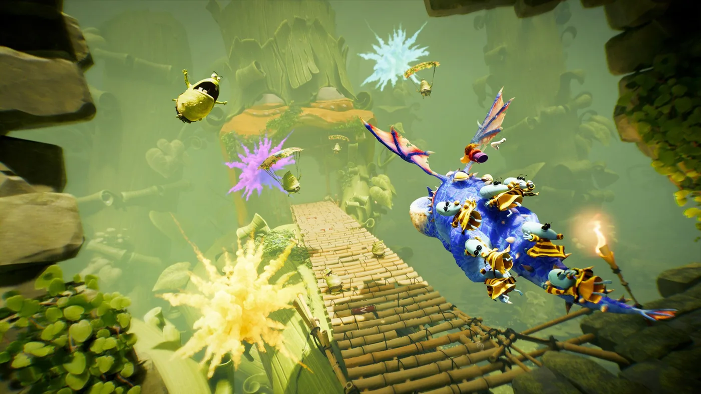 In-game platforming environment from Rayman Legends Retold showing co-op level design.