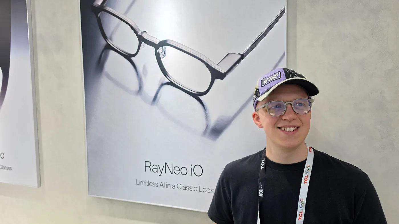 RayNeo iO smart glasses showcased during the IFA 2026 hardware showcase.
