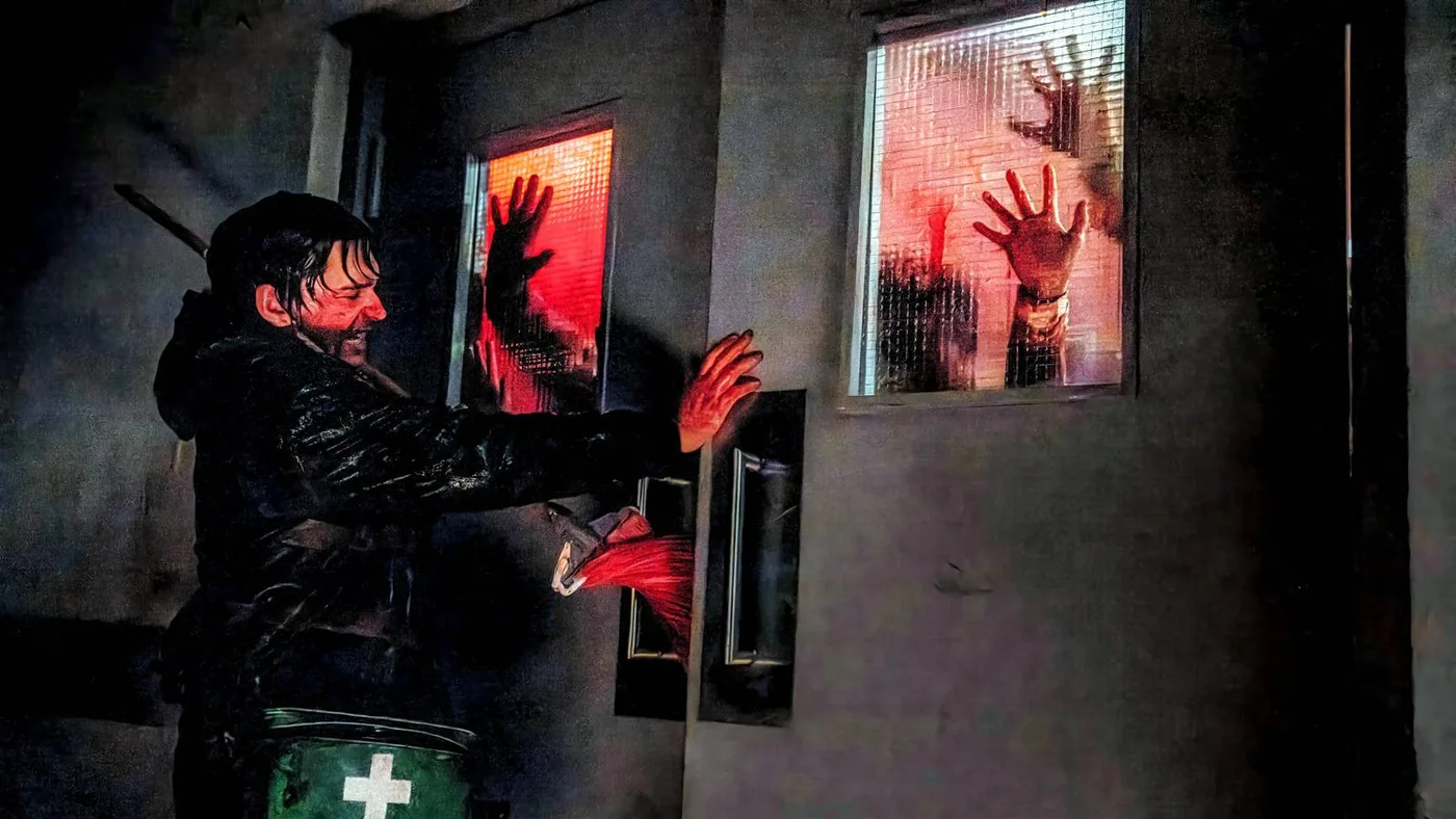 Promotional artwork highlighting Raccoon City during the viral outbreak in Resident Evil.