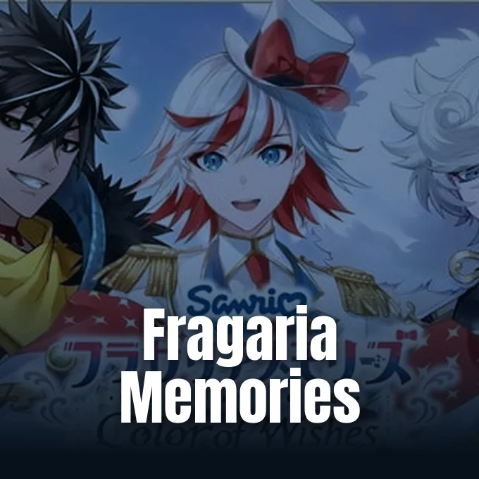 Official promotional visual for the Sanrio Fragaria Memories mobile game project.
