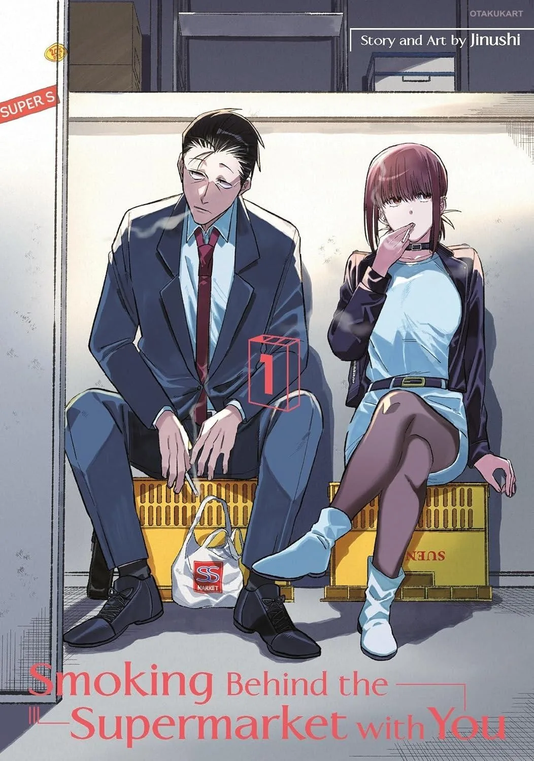 Promotional artwork of Jinushi's characters for Smoking Behind Supermarket published by Square Enix.