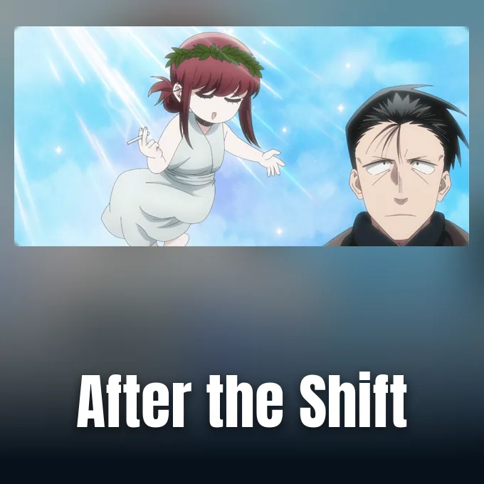 An anime scene from Smoking Behind the Supermarket with You episode 10.