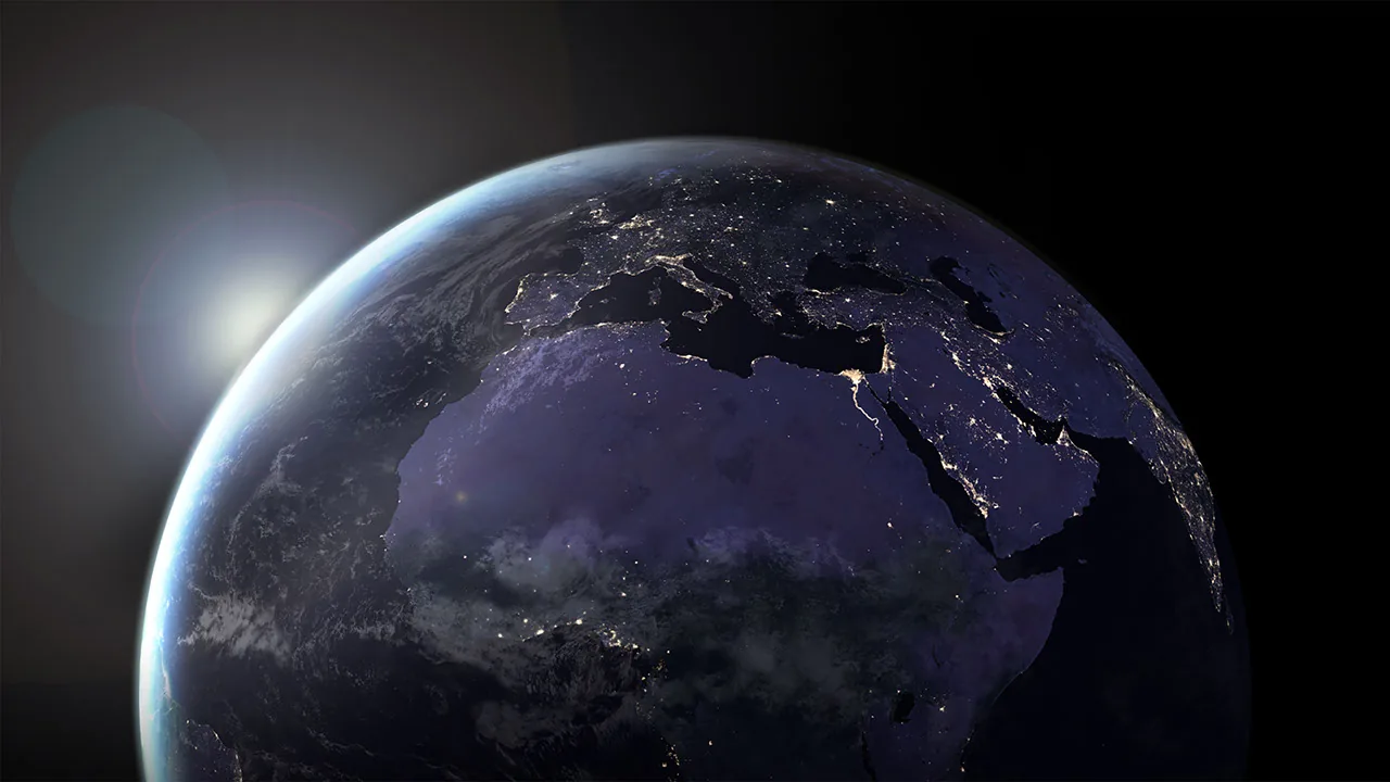 Atmospheric night limb illumination and airglow viewed from low Earth orbit.