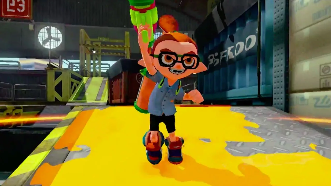 Promotional capture from the original Squid Kid television commercial for Splatoon on Wii U.