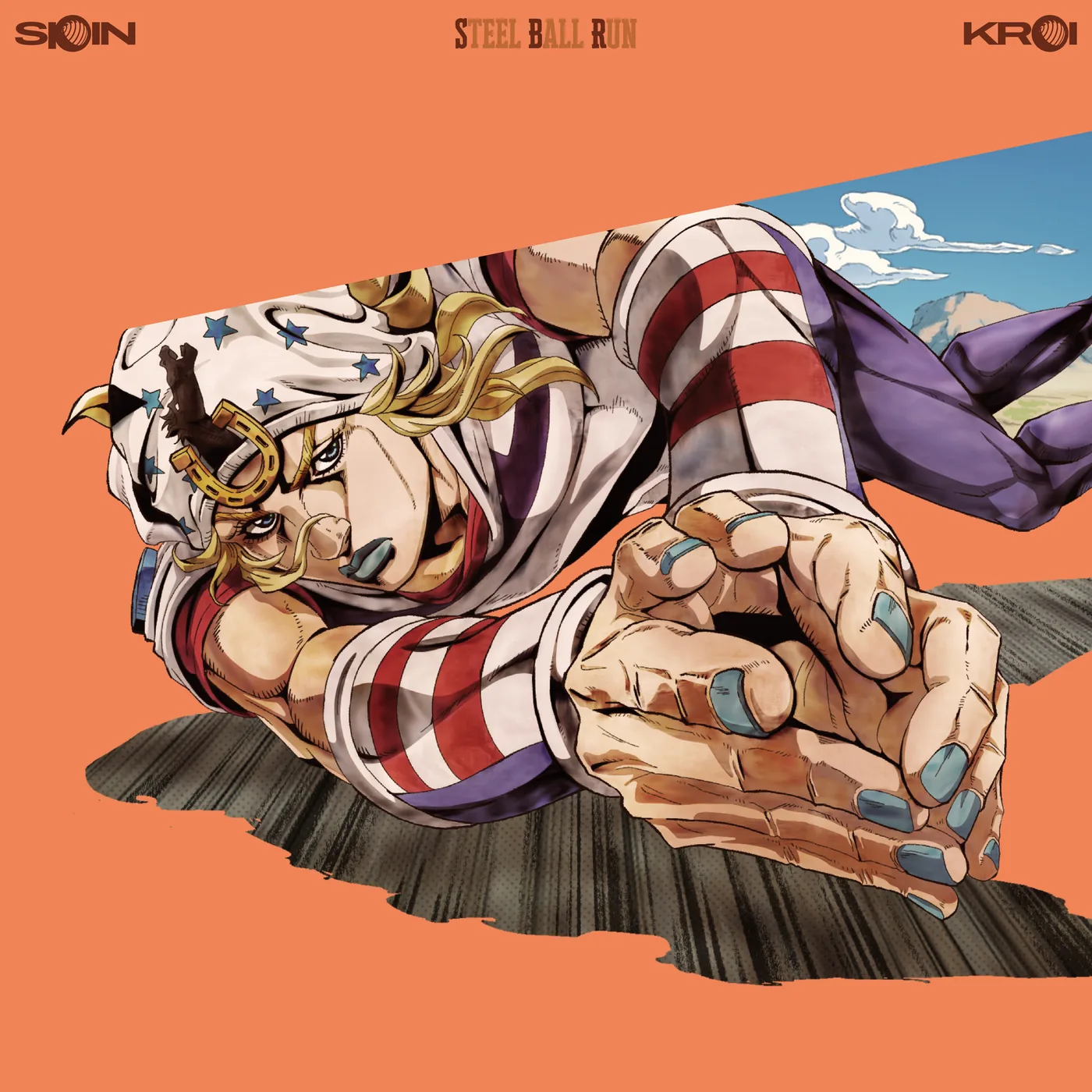 Promotional cover artwork for the single Spin from the Steel Ball Run anime.