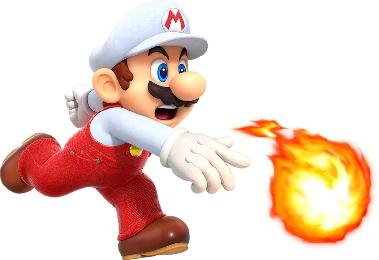 Updated Mario character art showing cosmetic adjustments to overalls.