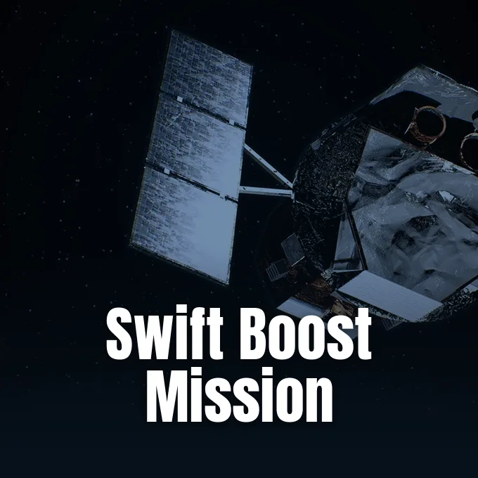 Artist concept of NASA Neil Gehrels Swift Observatory orbiting above Earth
