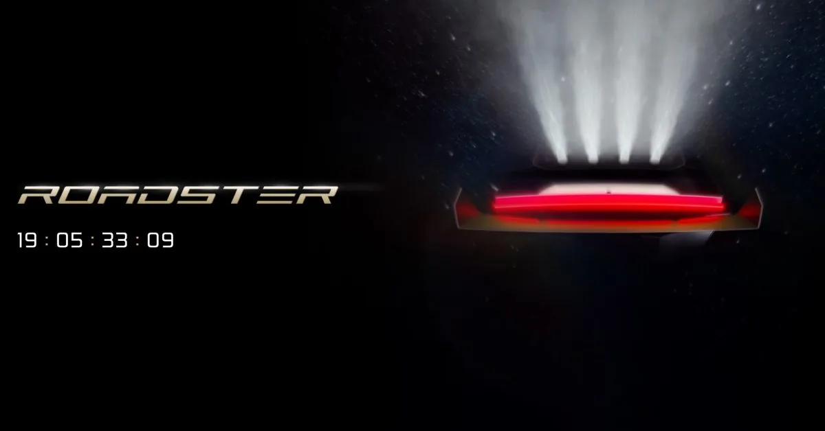 Promotional launch teaser for the Tesla Roadster event in Texas.
