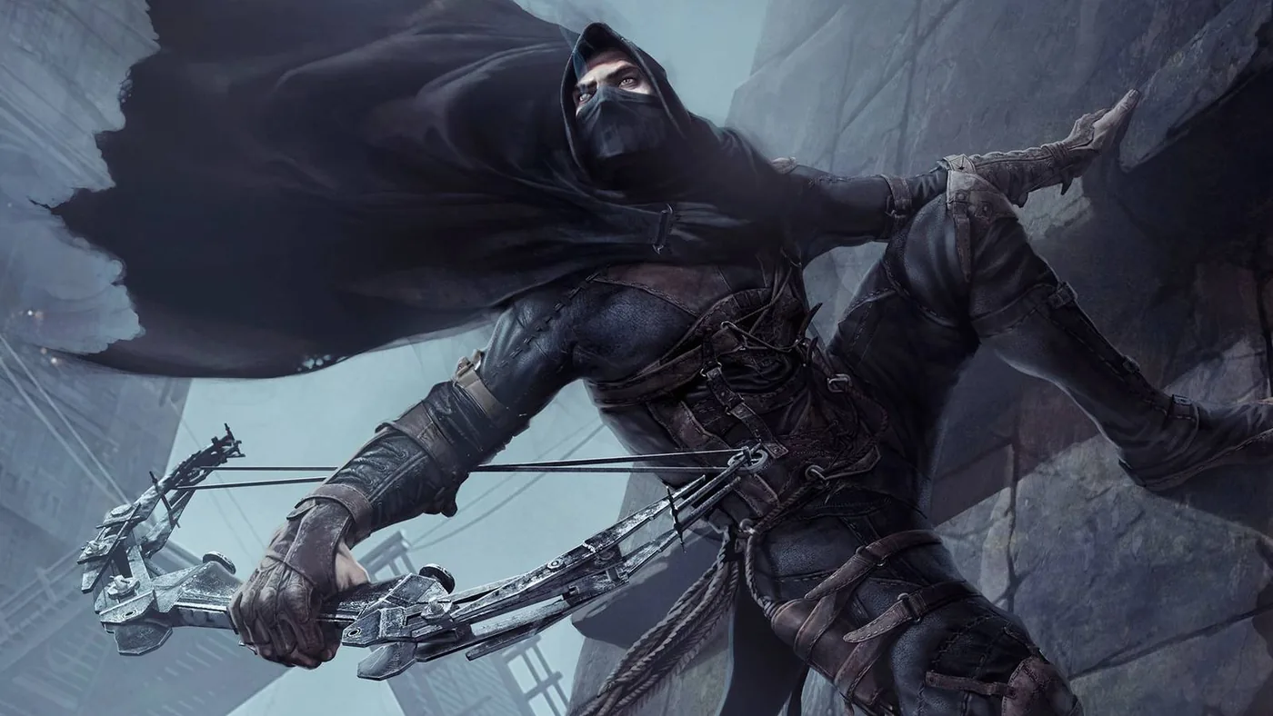 A Thief character hanging from a wall in an image accompanying TheGamer's report.