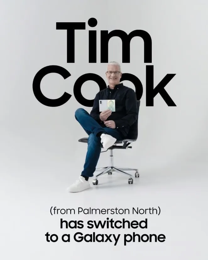 Tim Cook from Palmerston North holding the Galaxy Z Fold8 in Samsung’s promotional image.