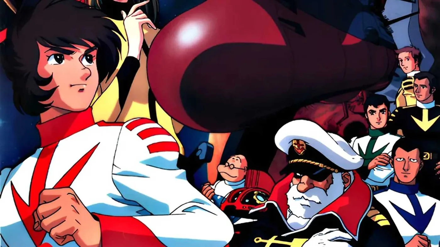 The animated crew of the Space Battleship Yamato standing together