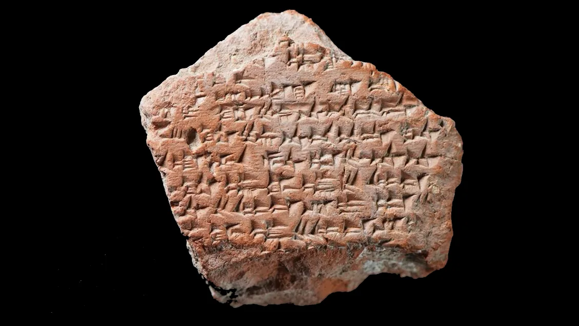 Excavated cuneiform clay tablet fragment from the Treaty of Kadesh at Hattusha