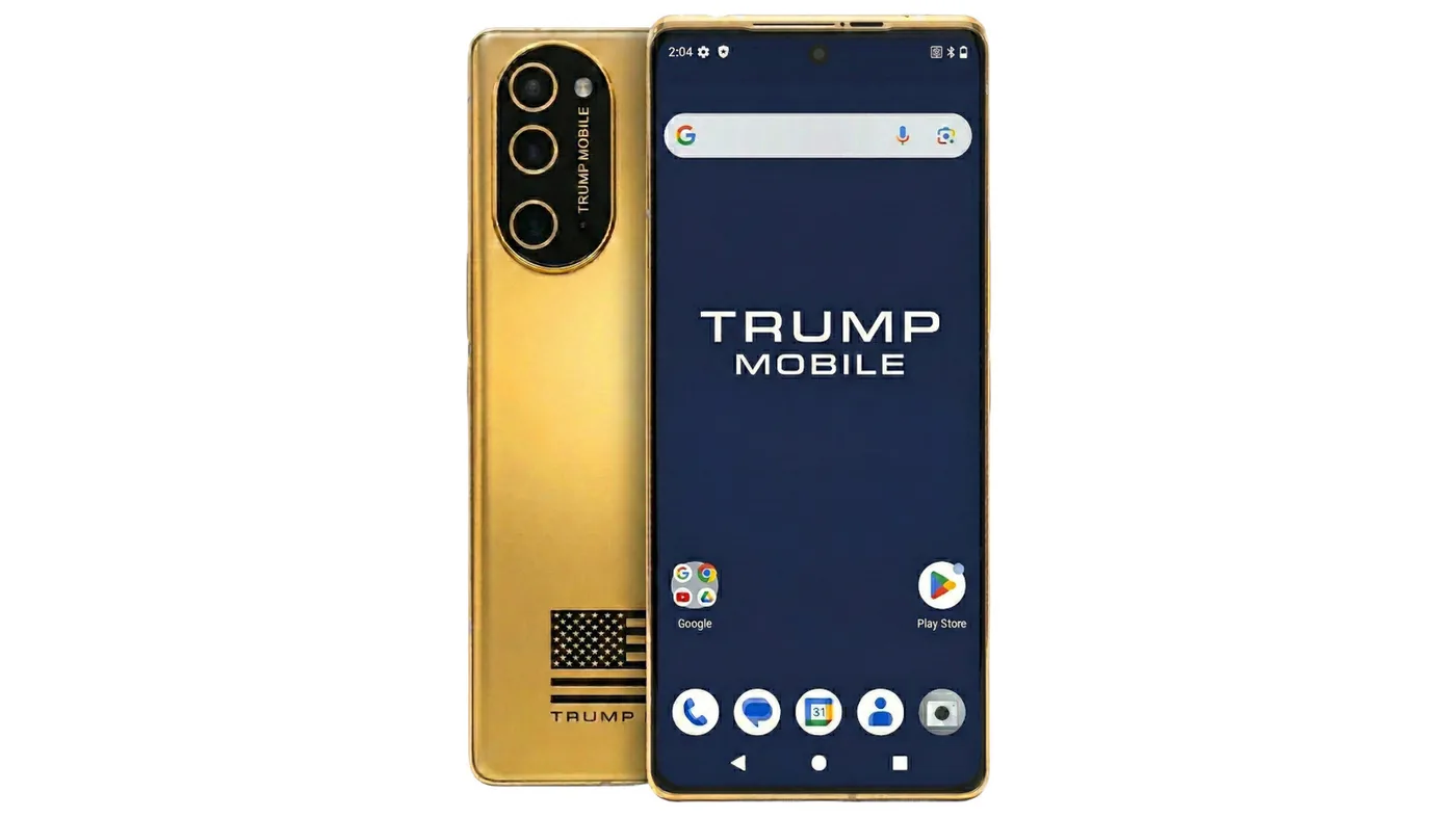 Trump Mobile's T1 handset featured in Engadget's coverage.