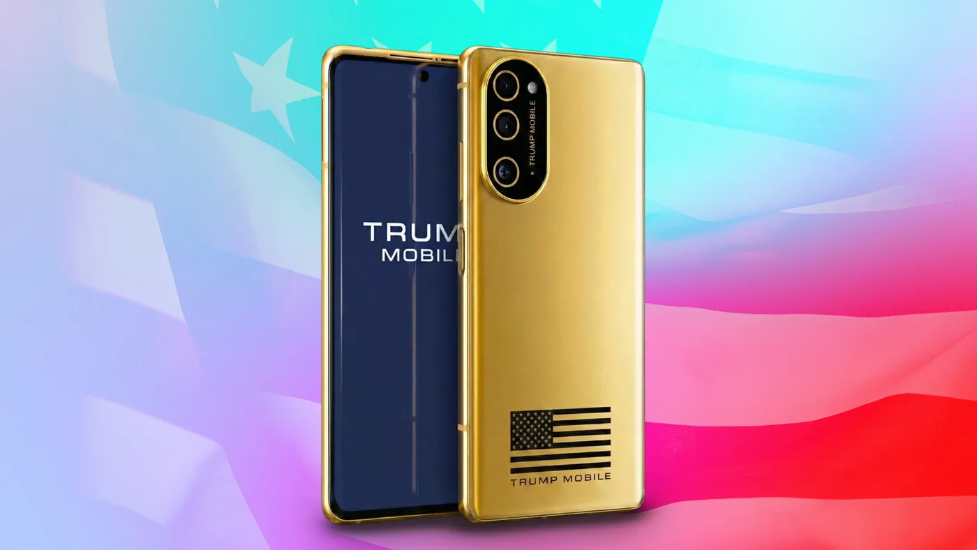 The gold-colored Trump Mobile T1 phone featured in CNET's coverage.