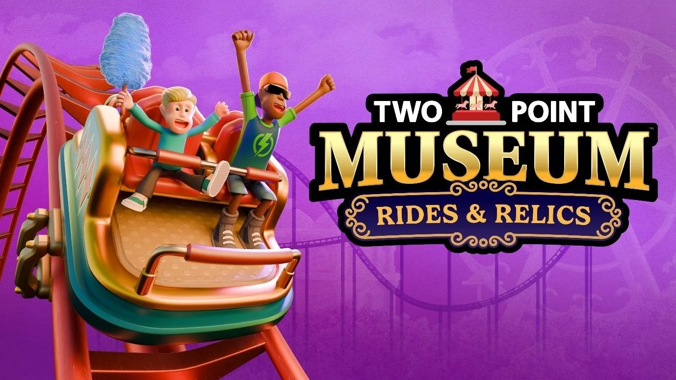 Official logo and concept banner for Two Point Museum Rides and Relics expansion