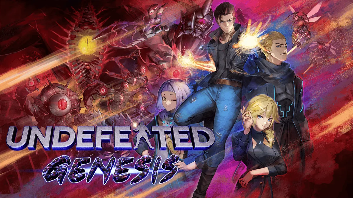 Promotional artwork announcing the Undefeated Genesis demo release on Steam.