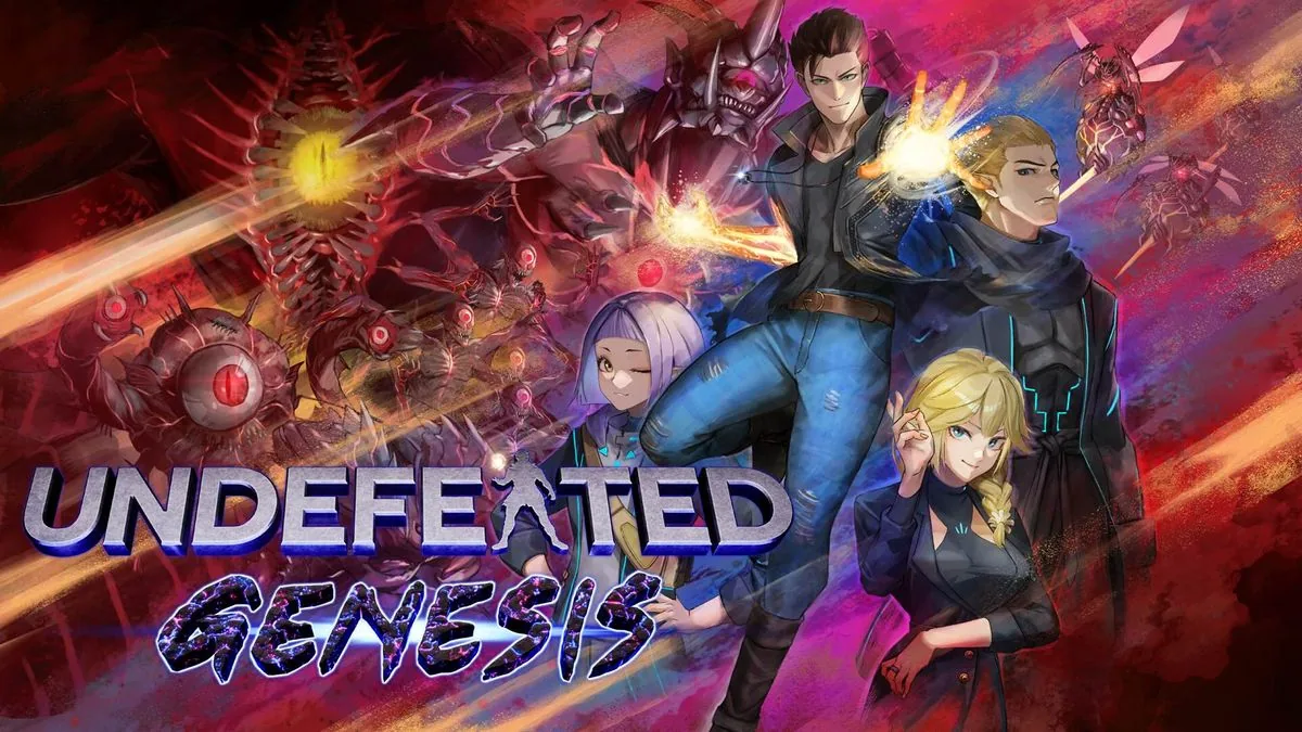 Anime superheroes displaying powers with the Undefeated Genesis demo title logo.