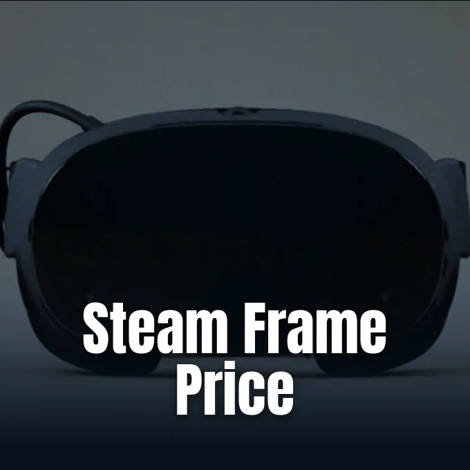 Official promotional photograph of the Valve Steam Frame headset and wireless controllers distributed by Valve.