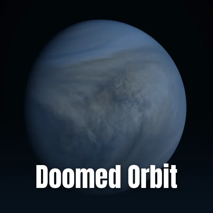 Illustration of a hypothetical Venus moon doomed by orbital tidal decay.