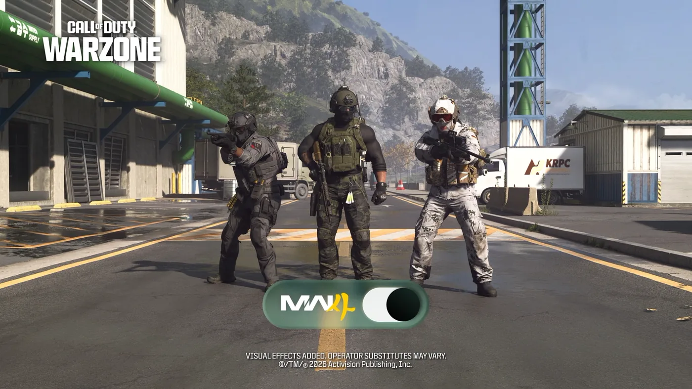 Menu interface displaying the Warzone skin toggle setting for Modern Warfare 4