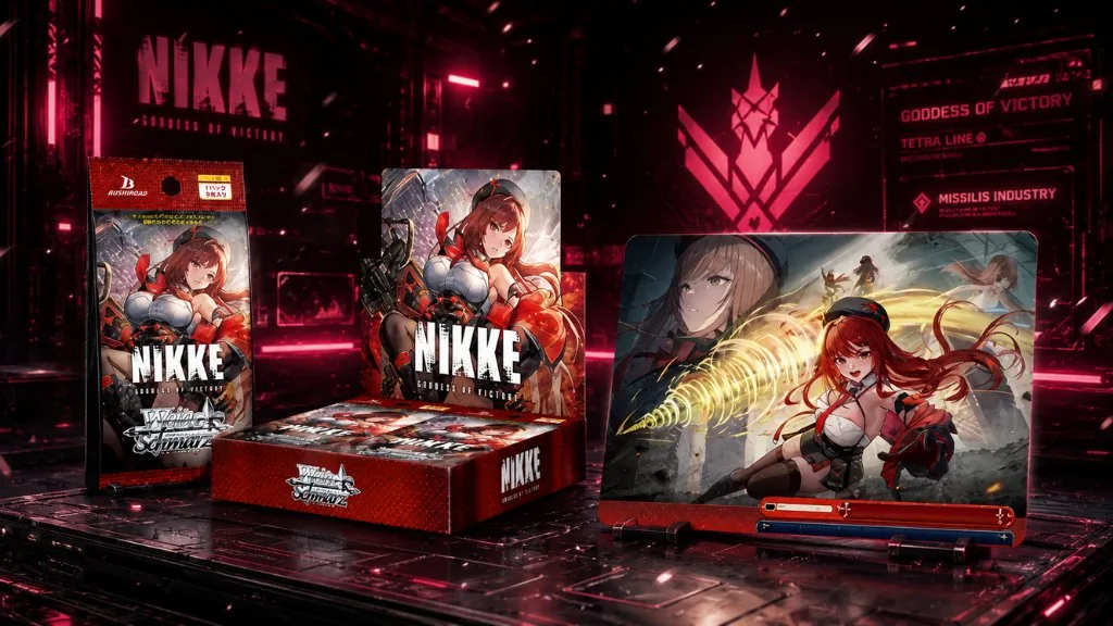 Box art preview for the ten-pack display of Weiss Schwarz Nikke booster packs.