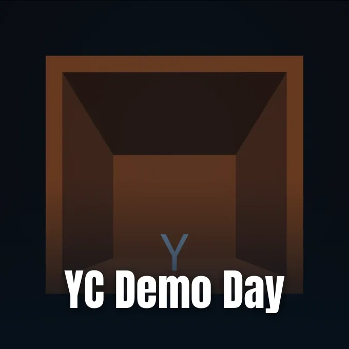 Y Combinator signage pictured in coverage of Y Combinator Demo Day.
