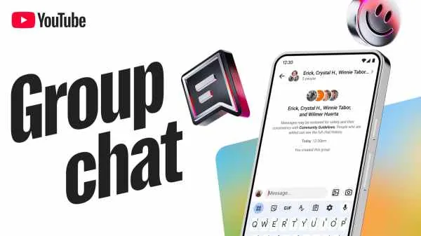 In-app messaging group chat screen highlighted in the YouTube custom feeds update cycle.