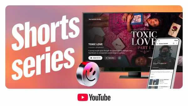 Shorts series episodic menu displayed during the YouTube custom feeds presentation.