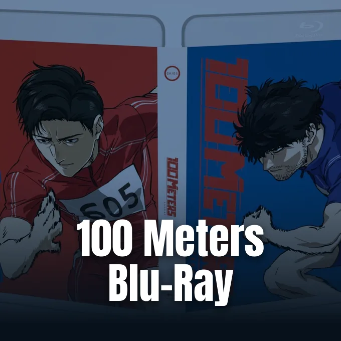 An anime Blu-ray case packaging featuring sprinting athletes on red and blue backdrops.