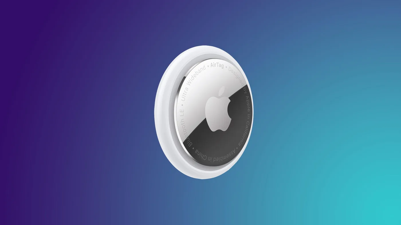 Apple AirTag 2 tracking device on a blue background