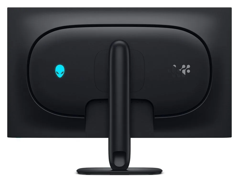 Side view of Alienware OLED gaming monitor showing panel thickness and stand adjustability.