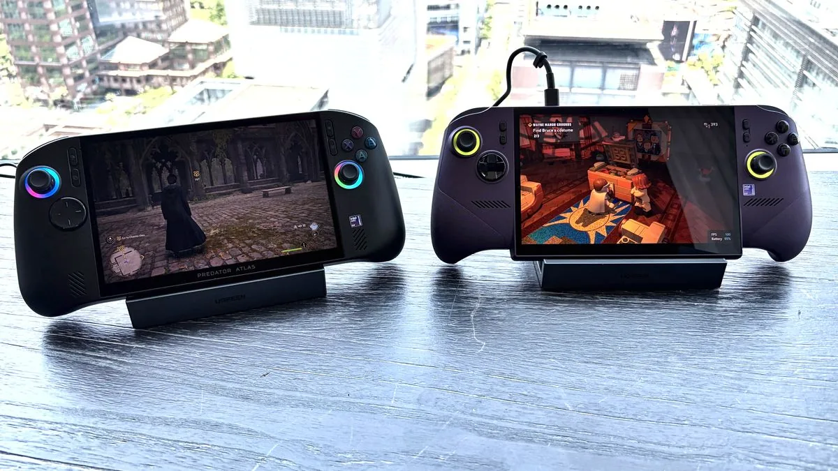 The Acer Predator Atlas 8 and MSI Claw 8 EX AI+ gaming handhelds on display at Computex 2026