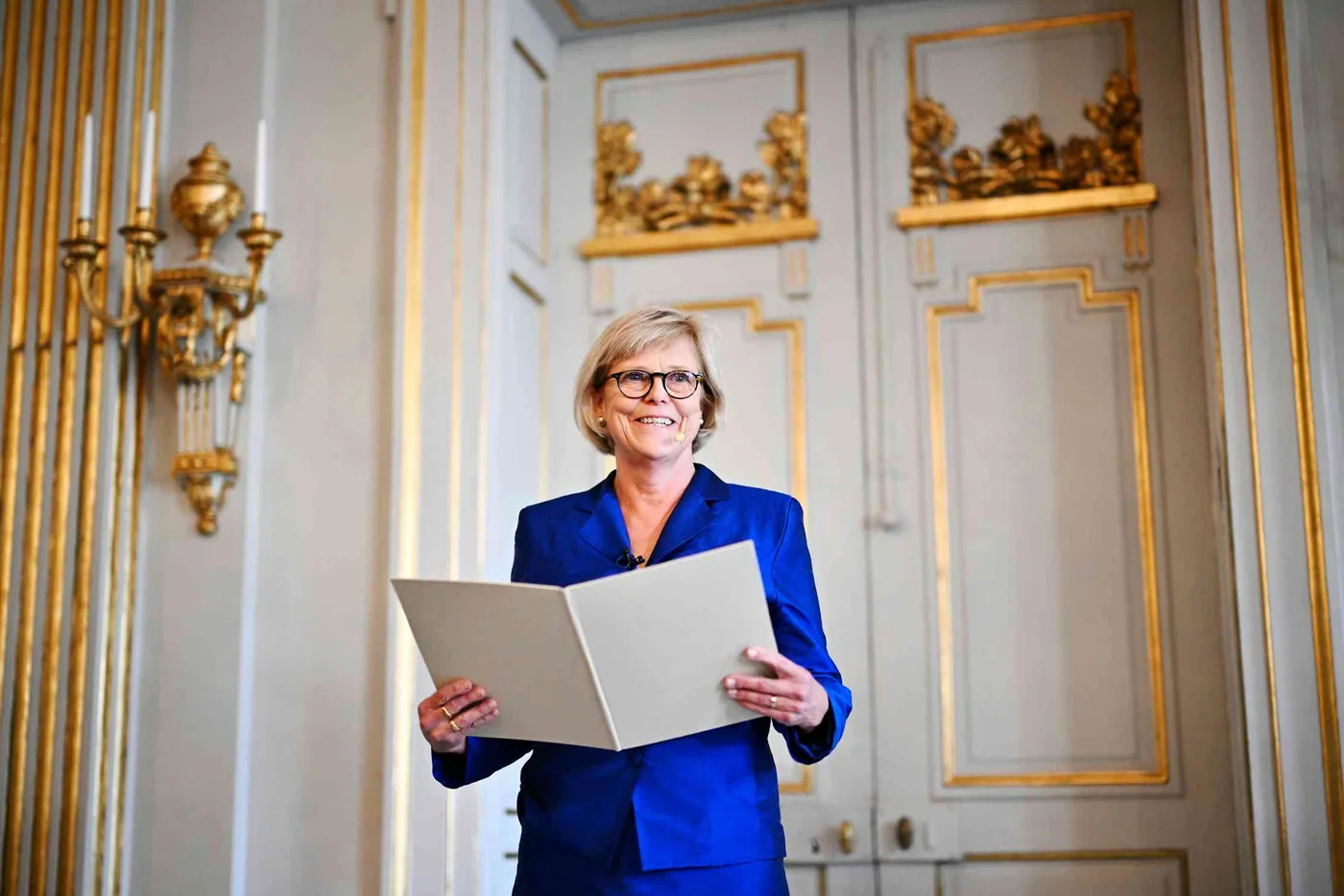 Swedish Academy Permanent Secretary Ingrid Carlberg announces the 2026 Nobel Prize in Literature winner.