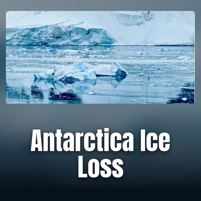 Glacier front meeting the ocean in Antarctica where Antarctica ice loss accelerates sea-level rise.