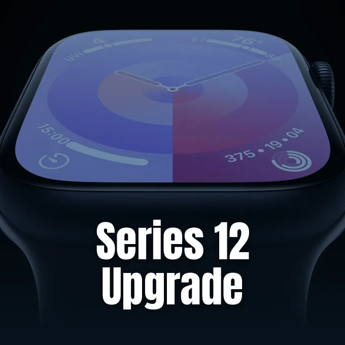 A close-up view of an Apple Watch smartwatch showing its curved display and sleek chassis.