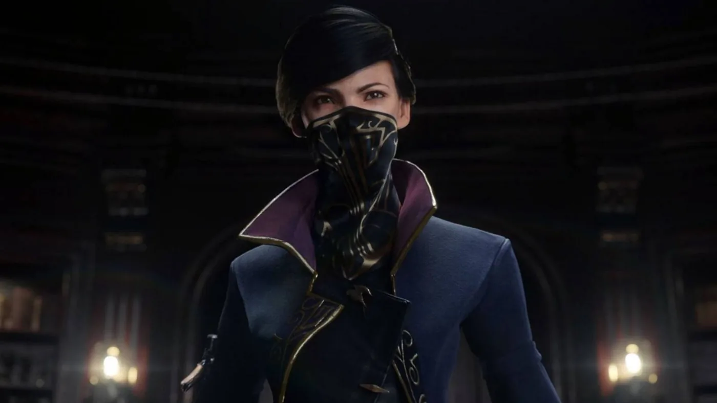 Emily Kaldwin wearing a patterned mask in Dishonored 2