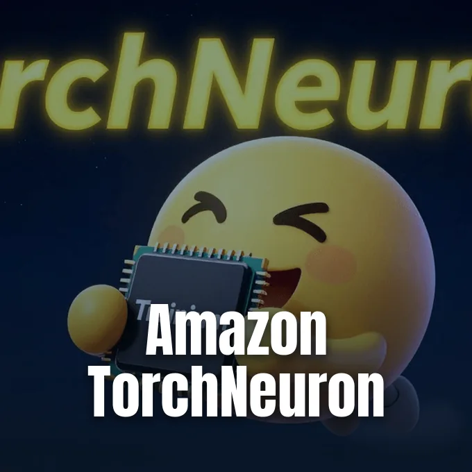 A smiling yellow mascot holding a computer processor chip against a dark glowing background
