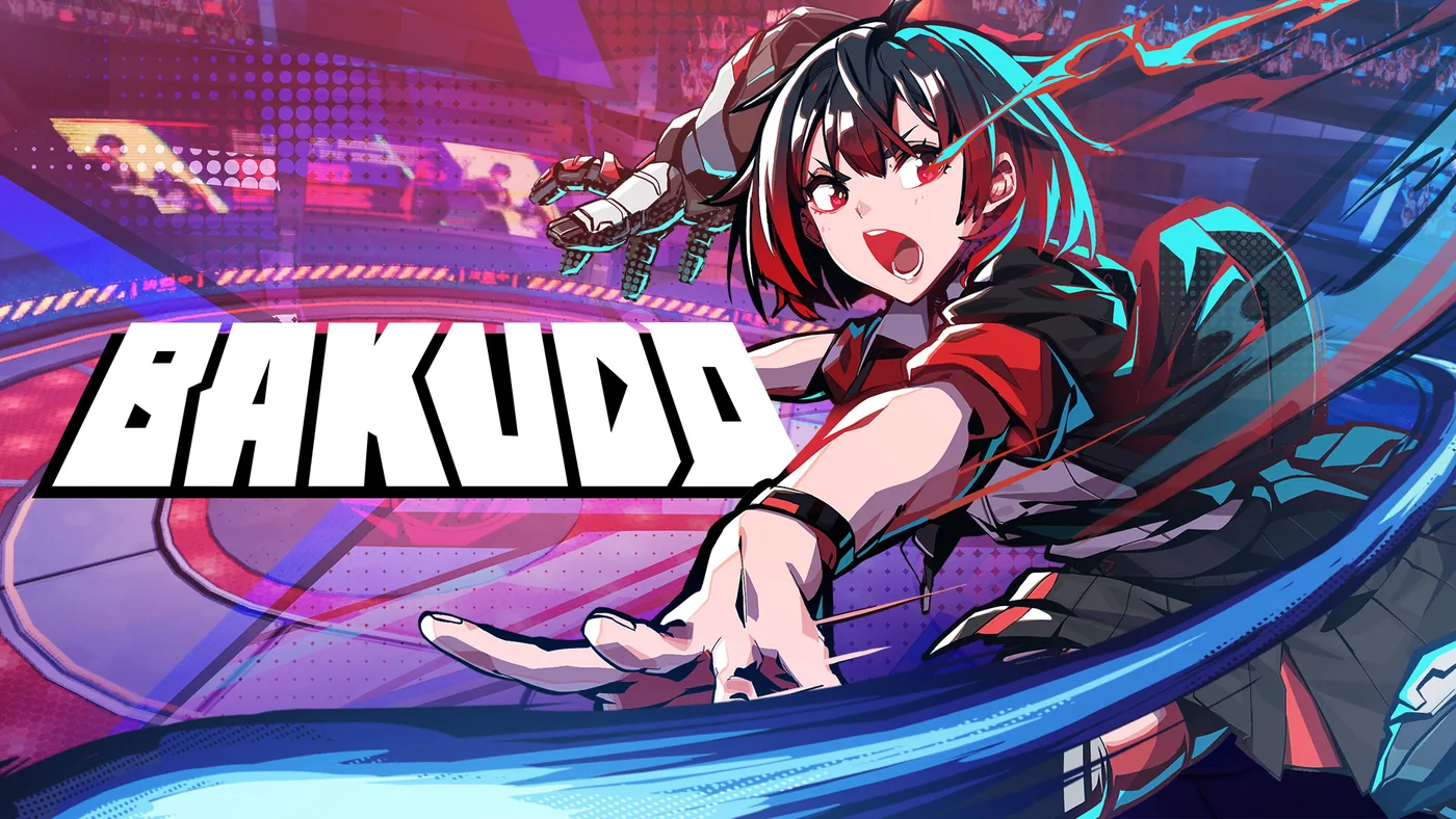 Promotional visual for Bakudo depicting high-speed ball combat in an arena.